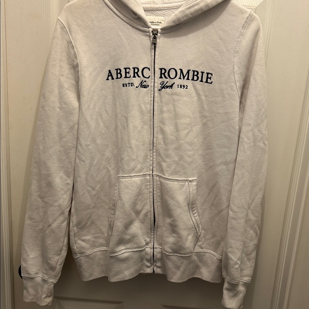 Abercrombie & Fitch Cream Zip-Up Hoodie